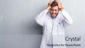  Presentation with triathlon professional cyclist man cycling - Presentation design having headache desperate and stress background and a light gray colored foreground