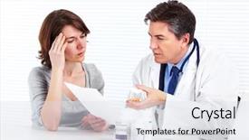  Presentation with medical fungus - Colorful PPT theme enhanced with headache medicine - smiling medical doctor isolated backdrop and a  colored foreground