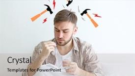  Presentation with headache - Theme having headache while sitting in bed background and a coral colored foreground