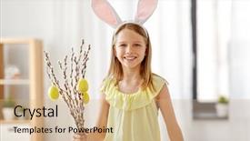  Presentation with happy holidays - Theme consisting of headband holding willow branches decorated background and a coral colored foreground