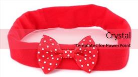  Presentation with red bow - PPT theme enhanced with headband with red dotted hair background and a red colored foreground