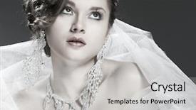 Presentation with white wedding - Cool new PPT theme with portrait of beautiful white-headed girl is in weddings accessories wedding decoration backdrop and a light gray colored foreground