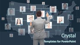  Presentation with business communication - Amazing PPT theme having headhunting - business people communication cooperation backdrop and a ocean colored foreground