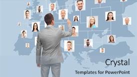  Presentation with business communication - Audience pleasing slides consisting of headhunting - business people communication cooperation backdrop and a light blue colored foreground