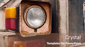  Presentation with tractor - Slide deck having headlight-and-close-view background and a tawny brown colored foreground