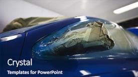  Presentation with body repair - PPT theme having headlight of a blue car background and a navy blue colored foreground