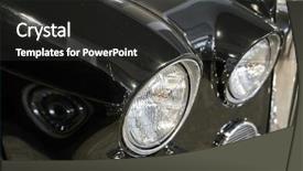  Presentation with old muscle car - PPT theme featuring headlight of a vintage car background and a dark gray colored foreground