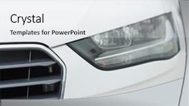 Presentation with fuel cell car - PPT layouts featuring headlight of a white car background and a white colored foreground