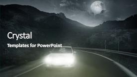  Presentation with driving road - Audience pleasing PPT theme consisting of headlights of car at night backdrop and a dark gray colored foreground