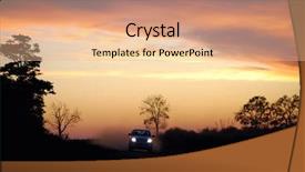  Presentation with dirt car - Presentation theme with headlights on and throwing dust background and a  colored foreground