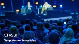  Presentation with awards curtain audience silhouette - Cool new slide deck with headlisten - audience listens to the lecturer backdrop and a navy blue colored foreground