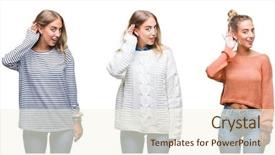  Presentation with listening woman - Audience pleasing presentation theme consisting of headlisten - young beautiful young woman wearing backdrop and a  colored foreground