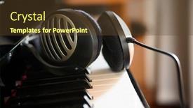  Presentation with piano - PPT theme with headphone-lying-on-a-digital background and a tawny brown colored foreground