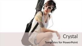  Presentation with headphones - Audience pleasing slide set consisting of headphones and carrying a guitar backdrop and a  colored foreground