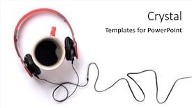  Presentation with coffee music - Presentation theme with headphones and coffee cup music background and a white colored foreground
