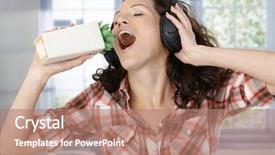  Presentation with role play woman and man - Cool new presentation theme with headphones and imitating using plant backdrop and a coral colored foreground