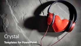  Presentation with heart love - PPT theme having headphones-and-red-heart-concept background and a  colored foreground