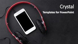  Presentation with headphones - Beautiful slides featuring headphones and smartphone on black backdrop and a dark gray colored foreground