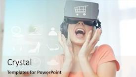  Presentation with augmented reality - Amazing slides having headphones at home with shopping backdrop and a lemonade colored foreground