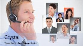  Presentation with digital image - Audience pleasing slides consisting of headphones by candidates against white backdrop and a light blue colored foreground