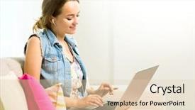  Presentation with social networks - Beautiful slide set featuring headphones communicate in social backdrop and a lemonade colored foreground