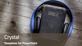  Presentation with religious bible - Presentation design consisting of headphones concept for modern religious background and a tawny brown colored foreground