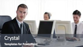  Presentation with group support - Presentation theme with headphones giving support in help background and a  colored foreground