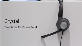  Presentation with call center - Beautiful PPT theme featuring partition in empty call center backdrop and a light gray colored foreground