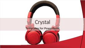  Presentation with headphones - Amazing PPT layouts having headphones isolated under the light background backdrop and a lemonade colored foreground