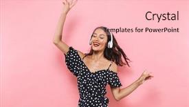  Presentation with pink musik - PPT layouts featuring headphones listening music with closed background and a lemonade colored foreground