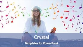  Presentation with colorful music - Cool new slide set with headphones listening to music backdrop and a teal colored foreground