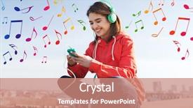  Presentation with colorful music - Presentation theme enhanced with headphones listening to music background and a coral colored foreground