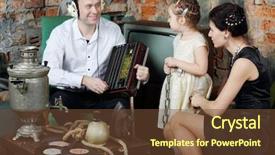  Presentation with radio - Colorful slide set enhanced with headphones listens to old backdrop and a tawny brown colored foreground