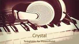  Presentation with piano keyboard - Presentation theme consisting of headphones on musical synthesizer keyboard background and a lemonade colored foreground