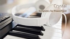  Presentation with piano keyboard - Presentation theme with headphones-on-piano-keyboard-concept background and a lemonade colored foreground