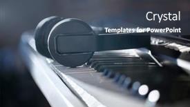 Presentation with piano keyboard - PPT layouts having headphones-on-piano-keyboard-concept background and a ocean colored foreground