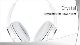  Presentation with music headphones - Slide deck having headphones-online-music-concept-isolated background and a white colored foreground