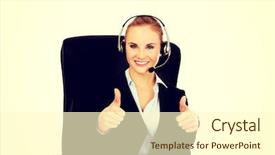  Presentation with smiling paramedic sitting in ambulance - PPT theme having headphones sitting behind the desk background and a  colored foreground