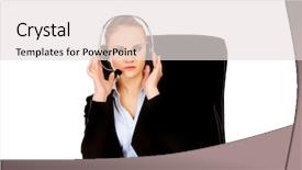  Presentation with conference phone calls - Audience pleasing slides consisting of headphones sitting behind the desk backdrop and a  colored foreground