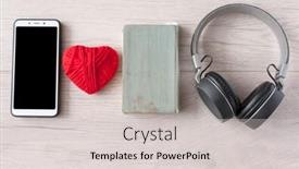  Presentation with audiobook - Presentation theme having headphones-smartphone-and-old-book background and a light gray colored foreground