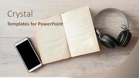  Presentation with audiobook - PPT layouts enhanced with headphones-smartphone-and-open-blank background and a lemonade colored foreground