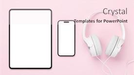  Presentation with headphones - Presentation theme enhanced with headphones-tablet-and-smartphone background and a lemonade colored foreground