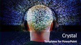  Presentation with teen - Presentation theme having headphones watching monitor with noise background and a navy blue colored foreground