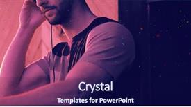  Presentation with music industry - Presentation theme consisting of headphones while playing music background and a navy blue colored foreground