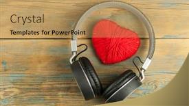  Presentation with love music - Colorful presentation theme enhanced with headphones-with-red-heart-love backdrop and a coral colored foreground