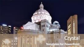  Presentation with church christian - PPT theme consisting of headquarters of the christian science background and a coral colored foreground