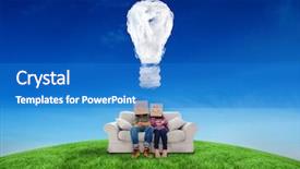  Presentation with boxes light - Slides enhanced with heads against cloud light bulb background and a teal colored foreground