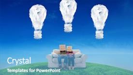  Presentation with boxes light - Colorful PPT theme enhanced with heads against cloud light bulb backdrop and a  colored foreground