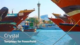  Presentation with emirates - Colorful slides enhanced with heads-of-arabian-ships-dhow backdrop and a teal colored foreground