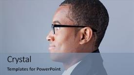  Presentation with business profile - Cool new presentation theme with heads people - african american business man backdrop and a seafoam green colored foreground